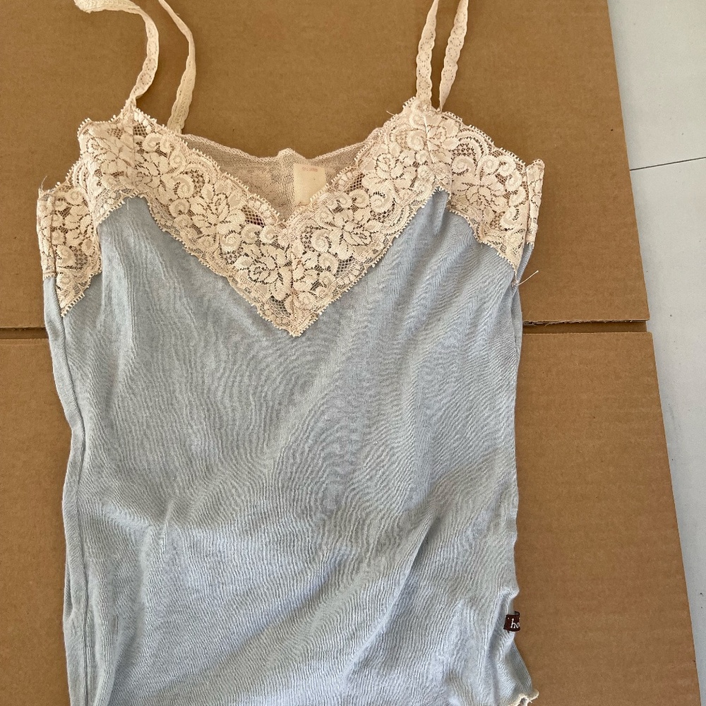 VINTAGE Hollister lace Cami Tank Top Strappy New rare cotton Y2K - Picture 5 of 8